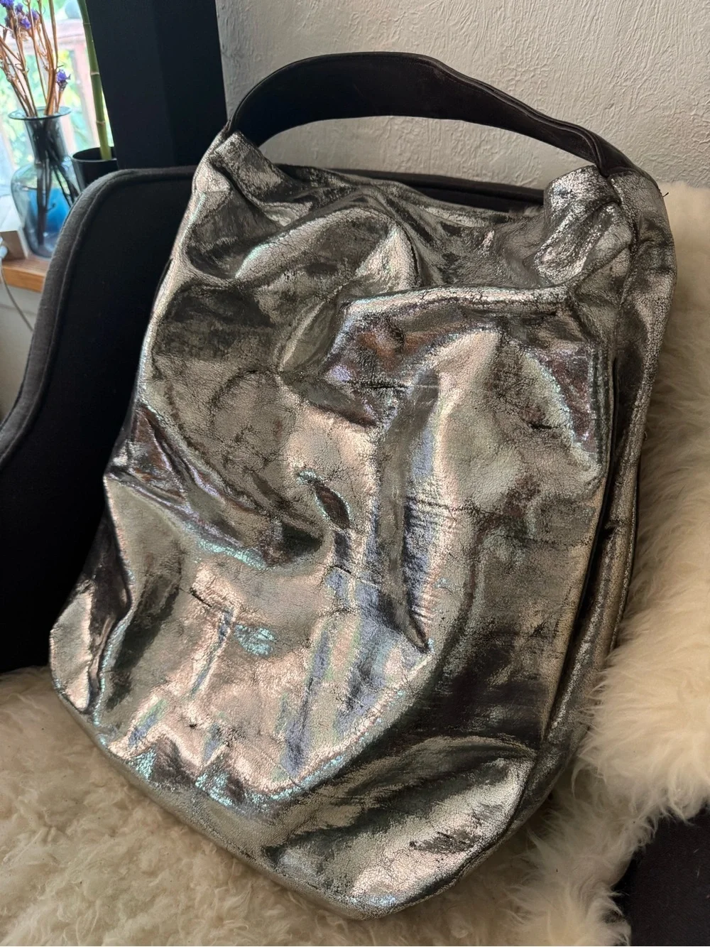 Metallic Silver Women’s Sling Bag